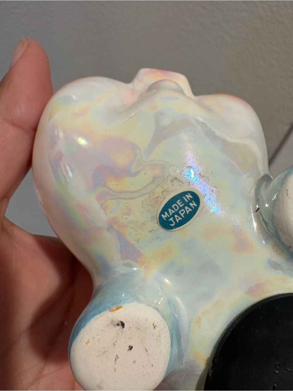 vintage ceramic iridescent hand painted piggy bank made in Japan EUC - Picture 13 of 14